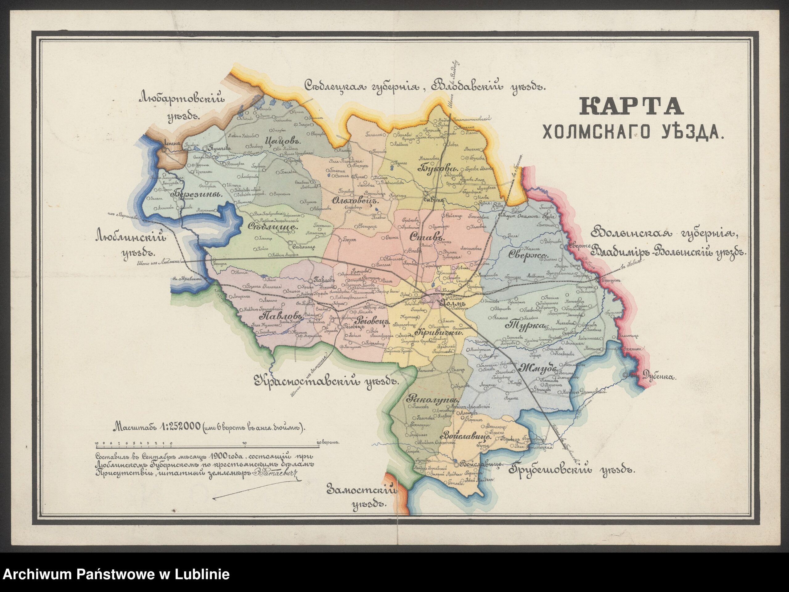 Karta Cholmskago Uězda Plan Powiatu Chełmskiego